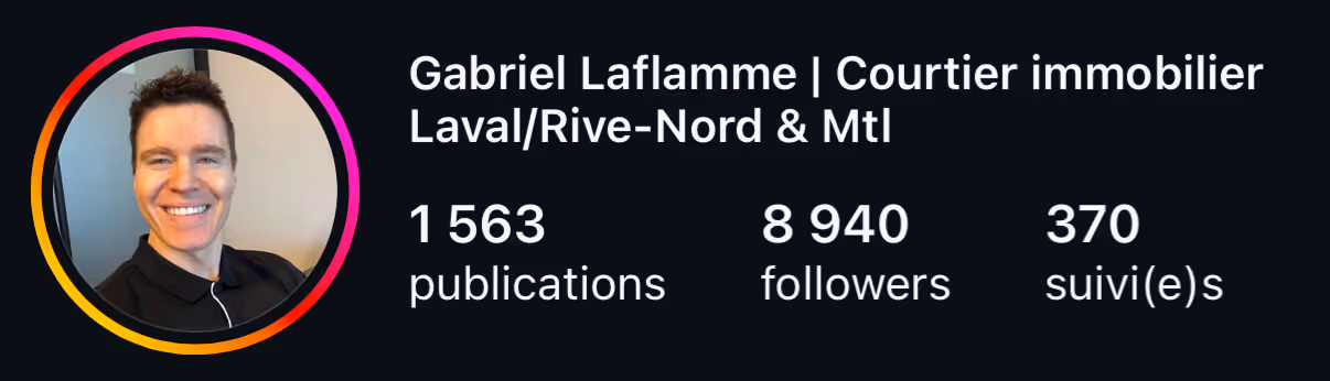 Profil Instagram de Gabriel Laflamme : 1 563 publications, 8 940 abonnés